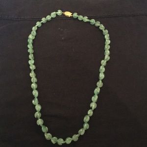 Shiny and frosted jade beaded necklace